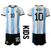 Argentina Lionel Messi #10 Hemmatröja Barn VM 2022 Kortärmad (+ Korta byxor)